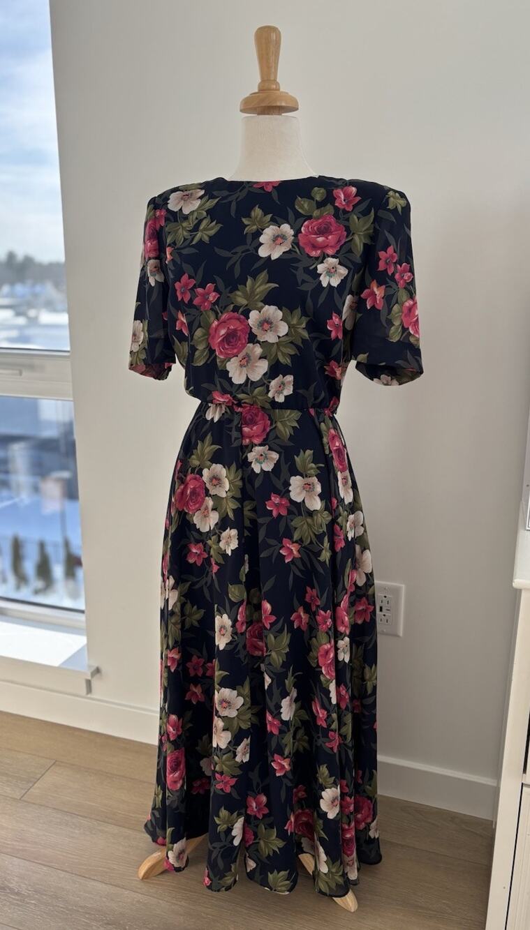 Vintage Gigi By Gillian Pink Flowers Short Sleeve Long Dress Women’s Size 8